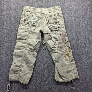 Miss Me Pants Womens Small Green Cargo Capri Embroidered Horse Western Boho